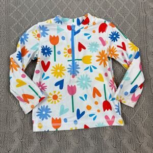 Primary Colorful Floral Kids Swim Shirt Rashguard ~ 12/18M